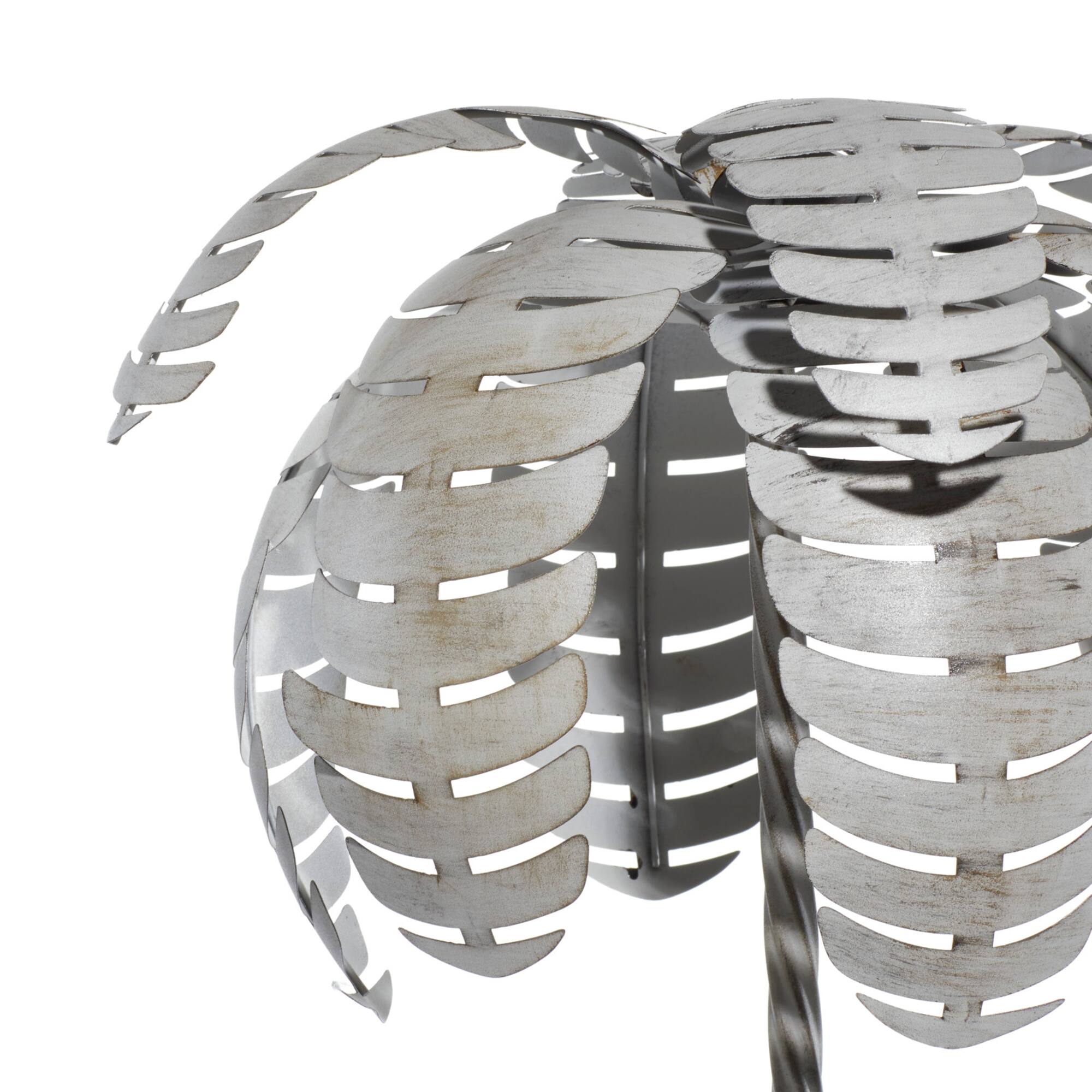 55" Gray Metal Contemporary Palm Tree Planter